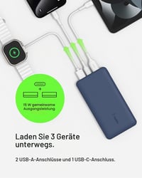Power banka Belkin BPB011 10 000 mAh, 1× USB-C + 2× USB-A, 15 W – modrá 3