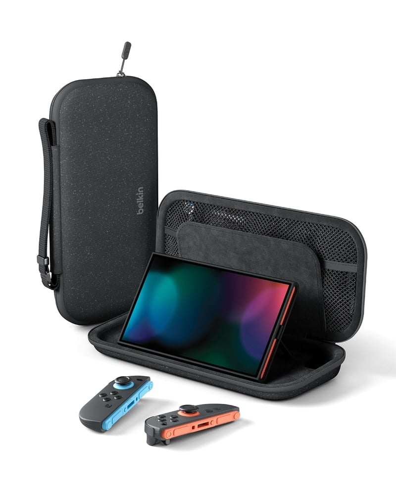 Belkin Gaming keménytok Nintendo Switch 2-höz, AirTag rekesszel, 12 játékkártya-zsebbel - antracit