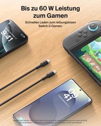Opletený kábel Belkin Gaming USB-C – USB-C, 60 W, 2 m, čierny – rýchle nabíjanie pre Nintendo Switch 2, iPhone 16/15, iPad, MacBook Air, Samsung Galaxy S25 Ultra 3