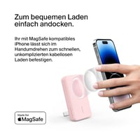 Belkin MagSafe kompatibilná magnetická powerbanka 5000 mAh, 7,5 W s bezdrôtovým nabíjacím stojanom, ružová - použitá, neúplné balenie 5
