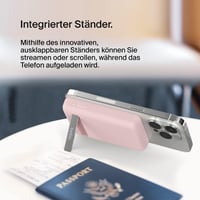 Belkin MagSafe kompatibilná magnetická powerbanka 5000 mAh, 7,5 W s bezdrôtovým nabíjacím stojanom, ružová - použitá, neúplné balenie 8