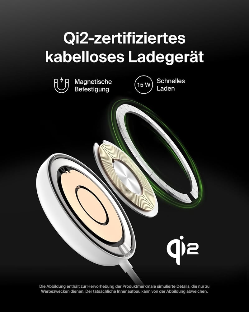 Belkin Magnetic Wireless Charger 15W MagSafe Qi2 iPhone Samsung fehér