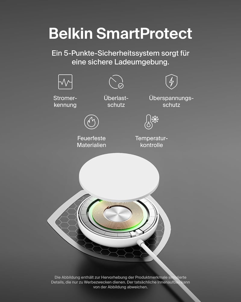 Belkin Magnetic Wireless Charger 15W MagSafe Qi2 iPhone Samsung fehér