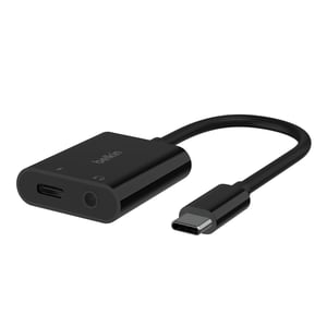 Belkin RockStar USB-C na 3,5 mm audio i adapter za punjenje sa 60W Power Delivery za iPhone 15, 16, 17, iPad Pro, Galaxy i Pixel uređaje, crni