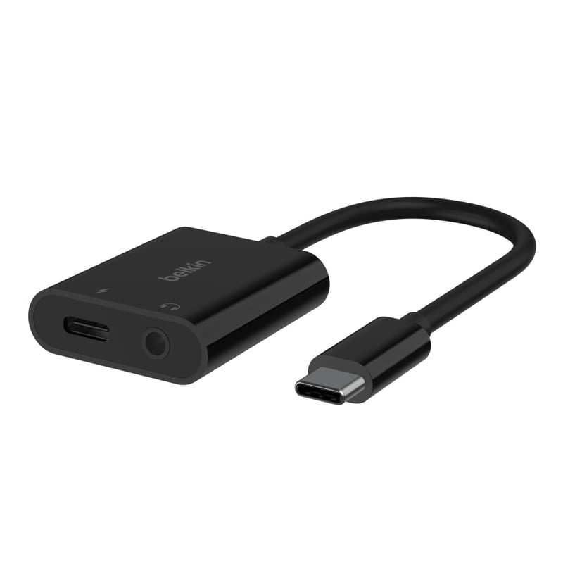 Adaptér Belkin RockStar USB-C na 3,5 mm audio a nabíjanie s výkonom 60 W Power Delivery pre iPhone 15, 16, 17, iPad Pro, Galaxy a Pixel, čierny