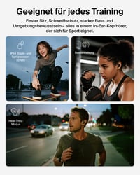 Bluetooth slúchadlá Belkin SoundForm ActiveFit s mikrofónom, rýchlym nabíjaním cez USB-C, 36-hodinovou výdržou batérie, odolnosťou voči vode IP54, športové slúchadlá pre iPhone a iPad 3
