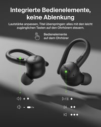 Bluetooth slúchadlá Belkin SoundForm ActiveFit s mikrofónom, rýchlym nabíjaním cez USB-C, 36-hodinovou výdržou batérie, odolnosťou voči vode IP54, športové slúchadlá pre iPhone a iPad 5