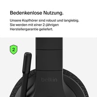 Căști Bluetooth Belkin SoundForm Adapt cu microfon, Multipoint, anulare a zgomotului ENC, autonomie 65 de ore, wireless și cu fir, PC, l 9