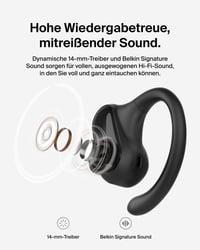 Belkin SoundForm ClearFit otvorené bezdrôtové Bluetooth slúchadlá, IPX5 vodeodolné, pre šport, beh, cyklistiku a turistiku, čierne 6
