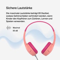 Detské slúchadlá Belkin SoundForm Mini s mikrofónom, 3,5 mm jack konektorom, na používanie v škole aj na cestách, ružové 2