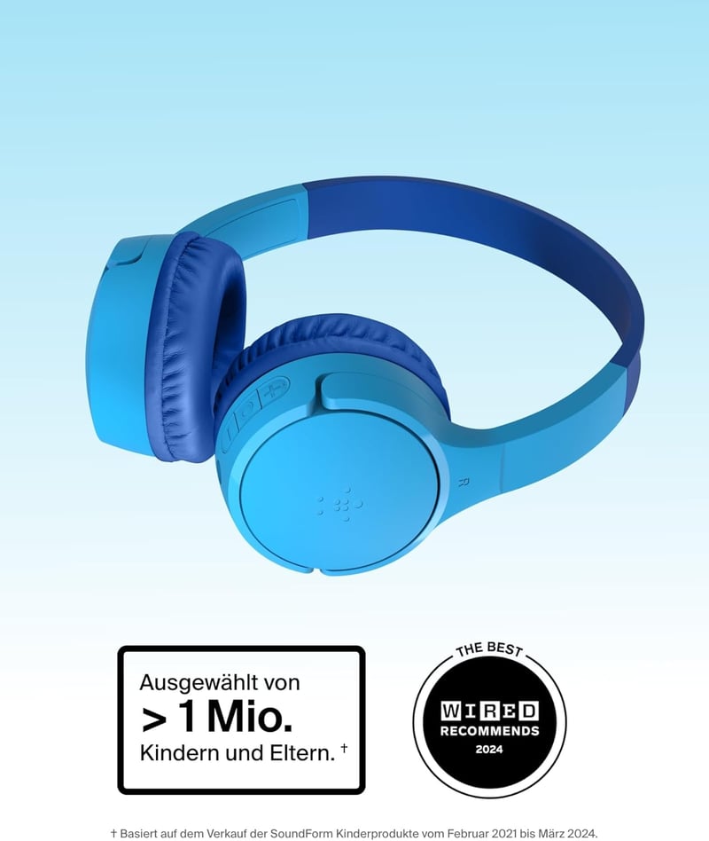 Belkin SoundForm Mini Wireless Gyerek Fejhallgató Mikrofonnal és Matricákkal, 30 Órás Játékidő