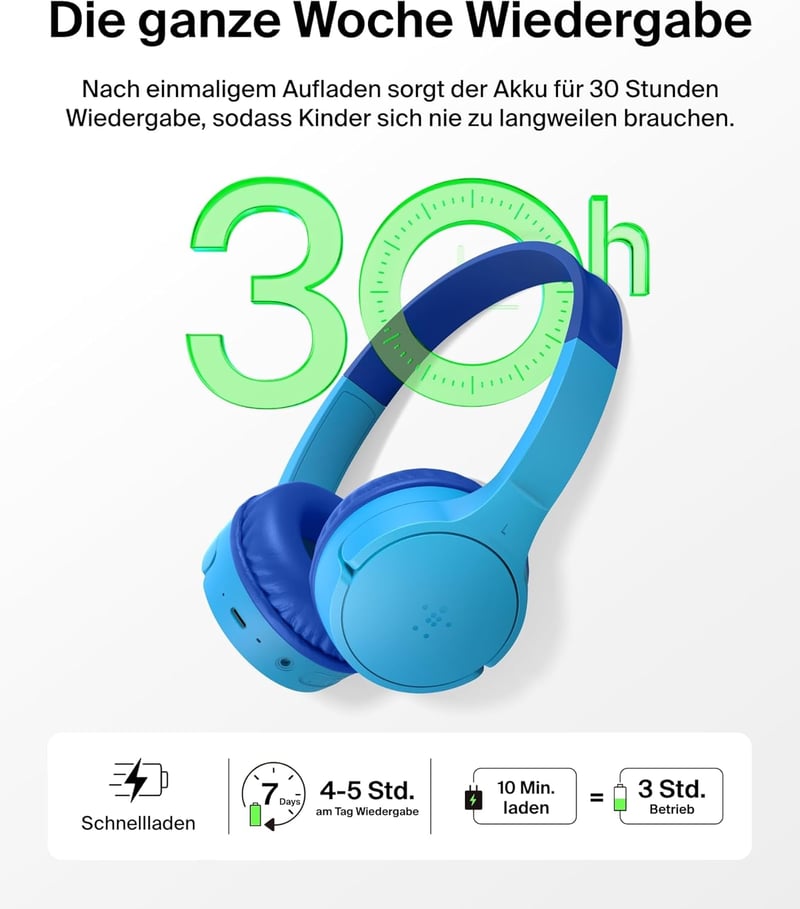Belkin SoundForm Mini Wireless Gyerek Fejhallgató Mikrofonnal és Matricákkal, 30 Órás Játékidő