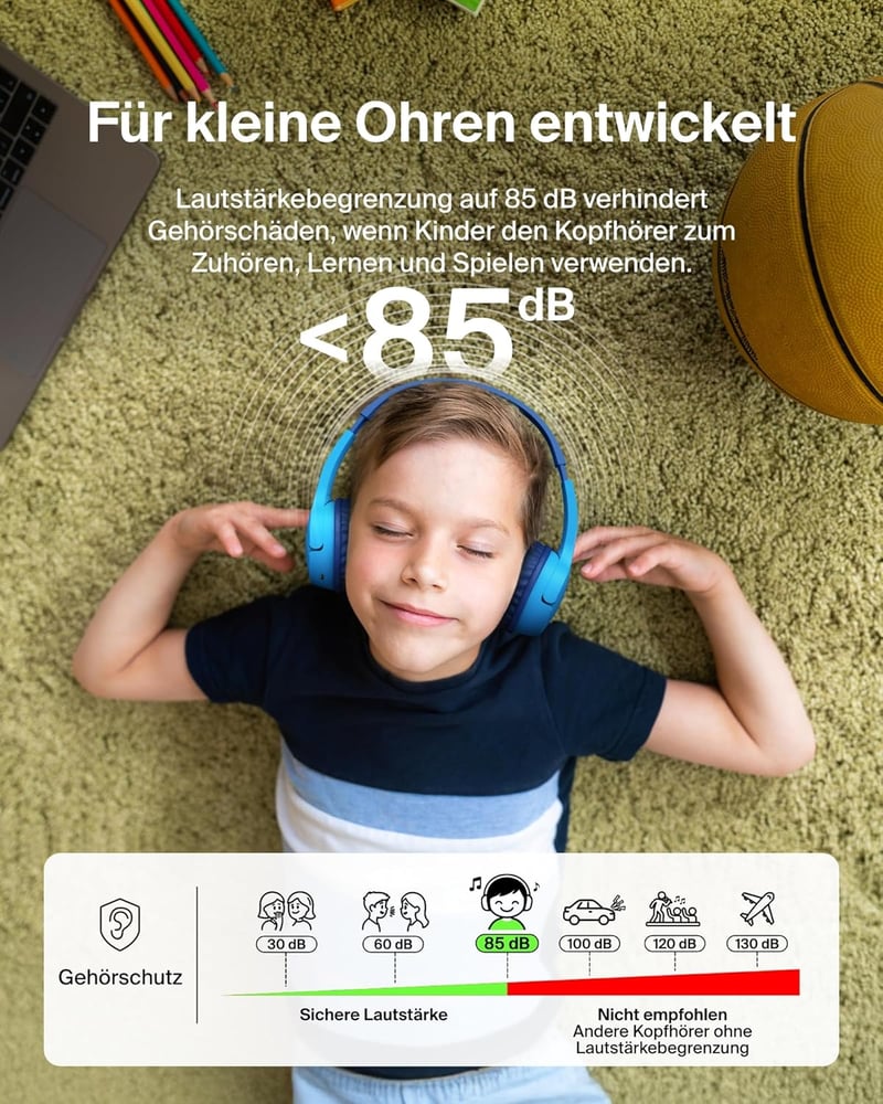 Belkin SoundForm Mini Wireless Gyerek Fejhallgató Mikrofonnal és Matricákkal, 30 Órás Játékidő