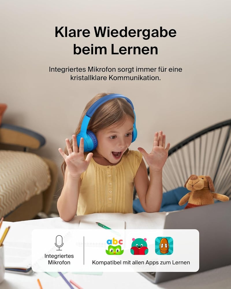 Belkin SoundForm Mini Wireless Gyerek Fejhallgató Mikrofonnal és Matricákkal, 30 Órás Játékidő