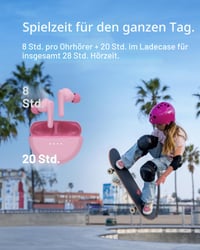 Detské Bluetooth slúchadlá Belkin SoundForm Nano 2 so vstavaným mikrofónom, výdrž batérie 28 hodín, 85 dB, IPX5, ružové 2