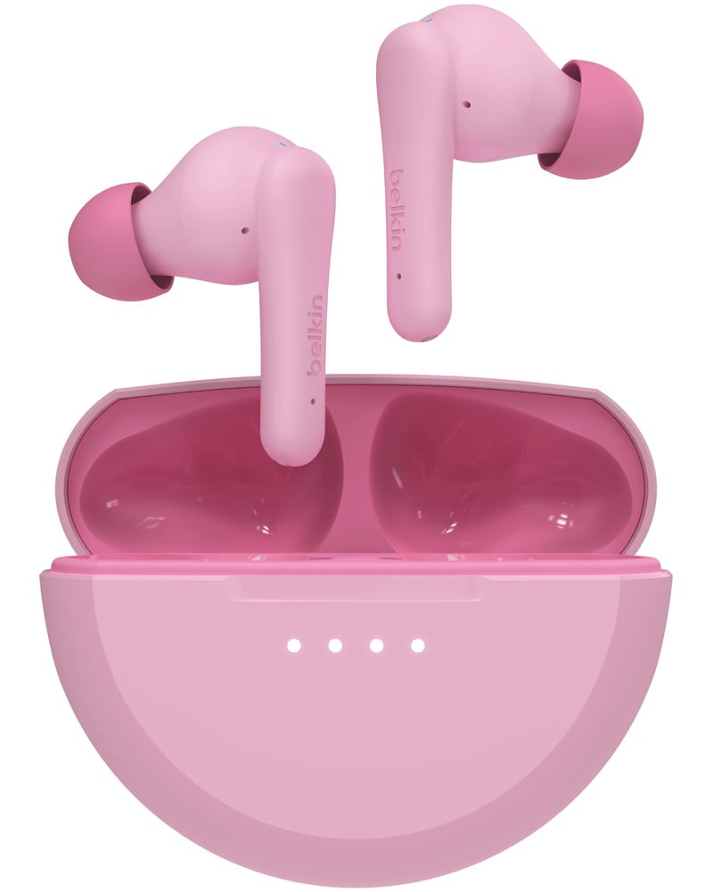 Detské Bluetooth slúchadlá Belkin SoundForm Nano 2 so vstavaným mikrofónom, výdrž batérie 28 hodín, 85 dB, IPX5, ružové