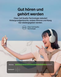 Bezdrôtové slúchadlá Belkin SoundForm Surround Bluetooth, cez uši (over-ear) s potlačením hluku, výdrž batérie 60 hodín, mäkké náušníky, pre iPhone, Galaxy, iPad – piesková farba 3