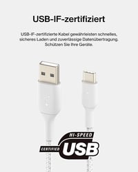 Belkin BoostCharge szövetfonott USB-C/USB-A töltőkábel - fehér - 1 m 3