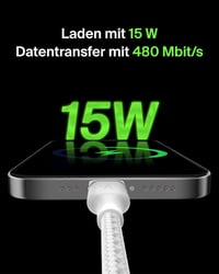 Belkin BoostCharge szövetfonott USB-C/USB-A töltőkábel - fehér - 1 m 2