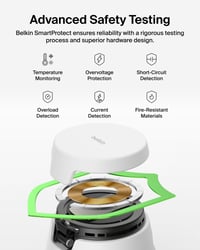 Stație de încărcare wireless Belkin Ultracharge 3-în-1 Qi2.2 de 25W cu port USB-C pentru Samsung Galaxy S25, Galaxy Watch, Pixel 10 și Apple Watch, cu adaptor de 45W inclus 4