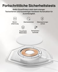 Belkin UltraCharge magnetická Qi2 25W bezdrôtová nabíjačka s pasívnym chladením – biela 7