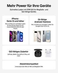 Belkin UltraCharge magnetická Qi2 25W bezdrôtová nabíjačka s pasívnym chladením – biela 6