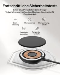 Încărcător magnetic wireless rapid Belkin UltraCharge Qi2 25W, compatibil cu iPhone 17 și AirPods Pro, cu răcire pasivă, negru 7