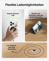 Încărcător magnetic wireless rapid Belkin UltraCharge Qi2 25W, compatibil cu iPhone 17 și AirPods Pro, cu răcire pasivă, negru 5