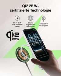 Încărcător magnetic wireless rapid Belkin UltraCharge Qi2 25W, compatibil cu iPhone 17 și AirPods Pro, cu răcire pasivă, negru 2
