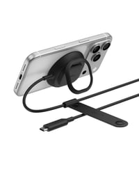 Încărcător magnetic wireless rapid Belkin UltraCharge Qi2 25W, compatibil cu iPhone 17 și AirPods Pro, cu răcire pasivă, negru 1