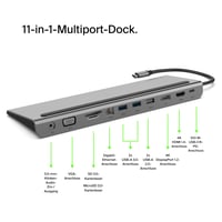 Adaptor Hub USB-C Belkin 11 în 1 MultiPort Docking Station 4K HDMI DisplayPort VGA încărcare 100W 3x USB-A Gigabit Ethernet SD MicroSD Jack 3,5 mm MacBook Pro Air XPS 2