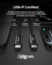 Belkin BoostCharge fonott USB-C – USB-C kábel 240W, 1,5 m, 2 db - fekete 6