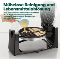 BELLA Forgó Belga Gofrisütő Nemragadó Lemezzel, Állítható Sütési Fokozat és Hűtőfüllel 6