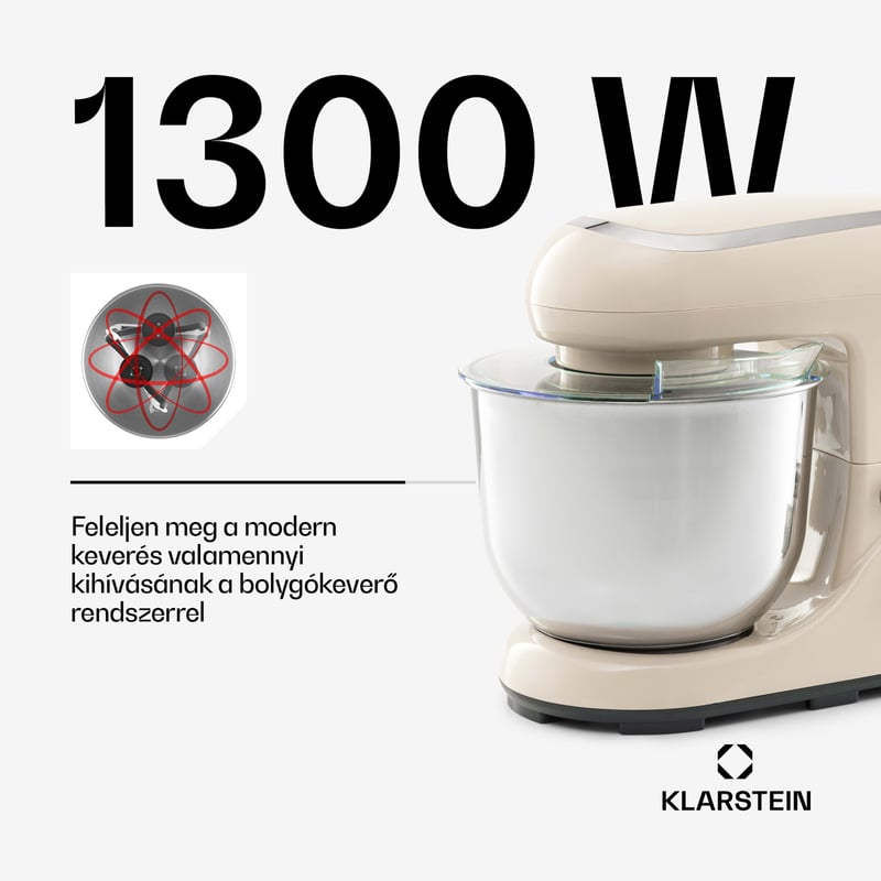 Bella Pico 1300W 5L Krémszínű Konyhai Robotgép Mixerrel