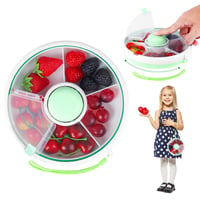 Cutie pentru gustări BellaGesundheit cu 5 compartimente rotative, cu capac, organizator verde pentru copii, pentru fructe, nuci, dulciuri, picnicuri și petreceri 1