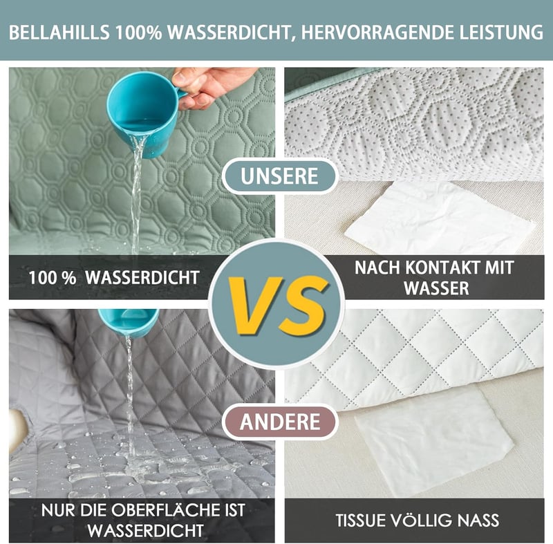 BellaHills 100% vízálló L alakú kanapévédő 247 cm, taupe