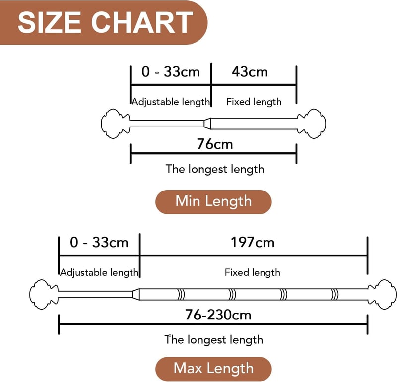 BellaHills 76-230 cm Teleszkópos Függönykarnis 25 mm Fehér 2 db Konzollal