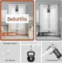 BellaHills 76-230 cm Teleszkópos Függönykarnis 25 mm Fehér 2 db Konzollal 5