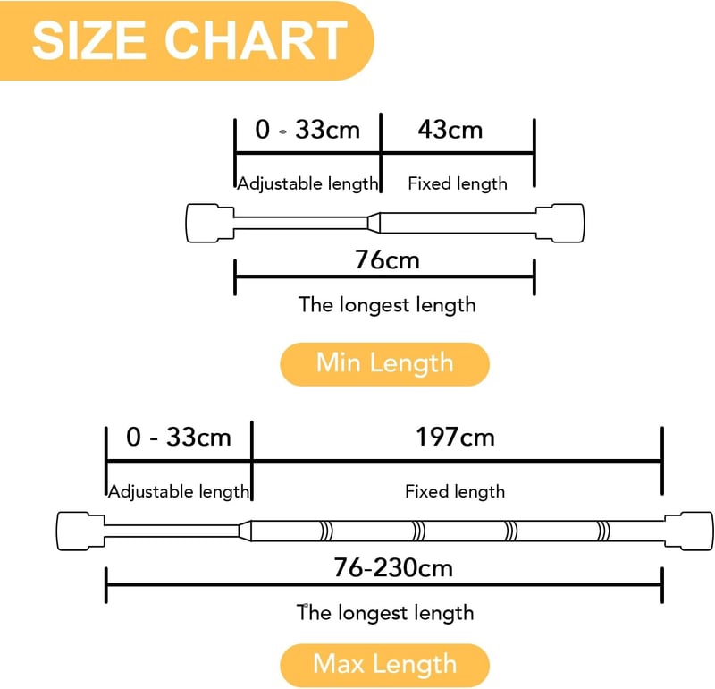 BellaHills Függönyrúd 76-230 cm, 25 mm átmérő, fehér dekoratív tartóval