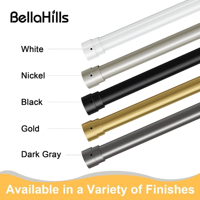 BellaHills Függönyrúd 76-230 cm, 25 mm átmérő, fehér dekoratív tartóval