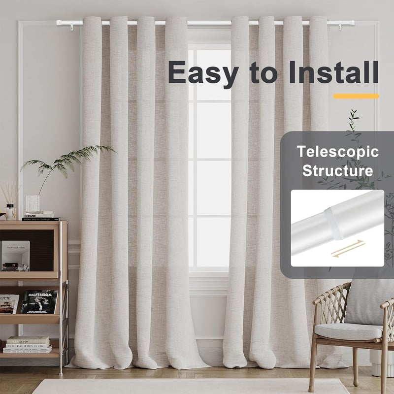 BellaHills Függönyrúd 76-230 cm, 25 mm átmérő, fehér dekoratív tartóval