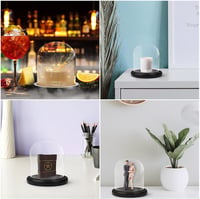 Belle Vous 10 cm üvegharang fekete fa talppal - dekoratív üveg harang tálcával 7