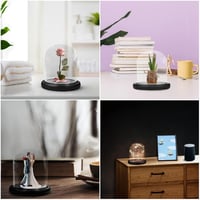 Belle Vous 10 cm üvegharang fekete fa talppal - dekoratív üveg harang tálcával 6