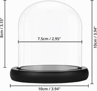 Belle Vous 10 cm üvegharang fekete fa talppal - dekoratív üveg harang tálcával 2