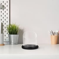 Belle Vous 10 cm üvegharang fekete fa talppal - dekoratív üveg harang tálcával 5