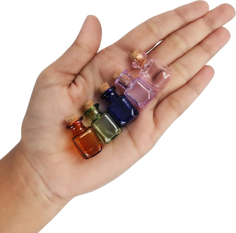 BELLE VOUS 20 db Vegyes Színű 2 ml Üveges Palack Parafa Dugóval - Esküvő Ajándék