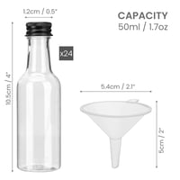 BELLE VOUS 24 db Mini Műanyag Palack Tetővel - 50ml Üres Kiszerelő Flakón Szeszes Italhoz - 24 pack 5