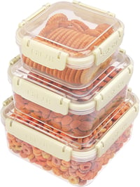 BELLE VOUS 3 részes ételtároló doboz szett 530-1500 ml - BPA-mentes, légmentes, mikrózható, mosogatógépben mosható, fagyasztható műanyag tár 1