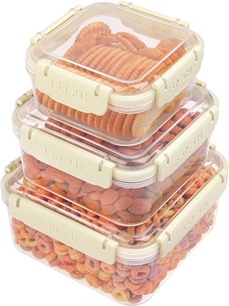 BELLE VOUS 3 részes ételtároló doboz szett 530-1500 ml - BPA-mentes, légmentes, mikrózható, mosogatógépben mosható, fagyasztható műanyag tár