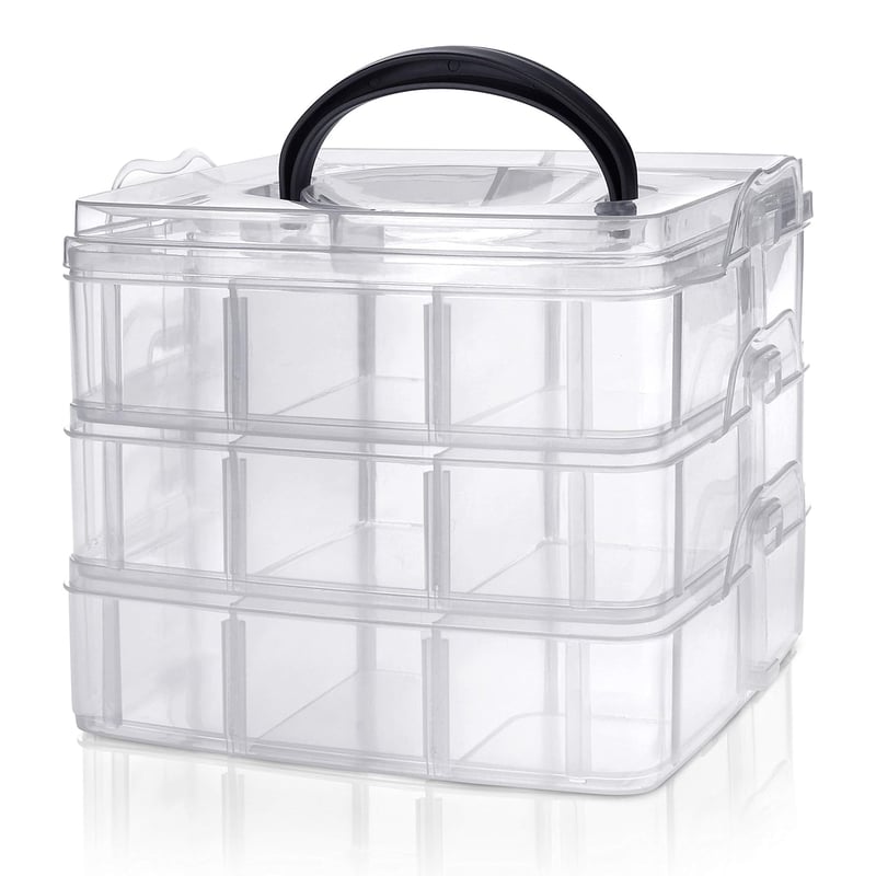 Belle Vous 3 szintes műanyag tárolódoboz 18 rekesszel ékszer szálak szépség
